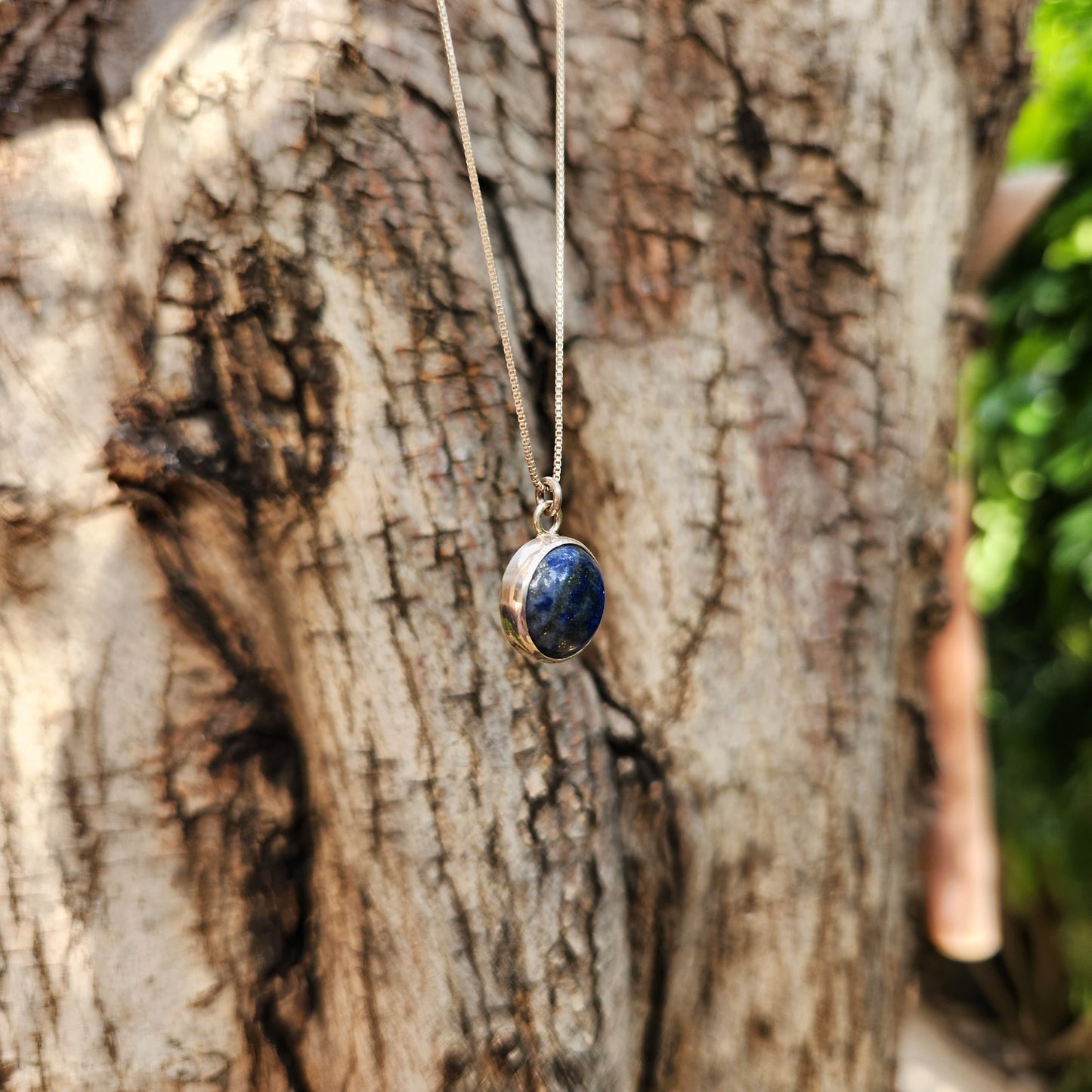 Silver Necklace with Navy Lapis