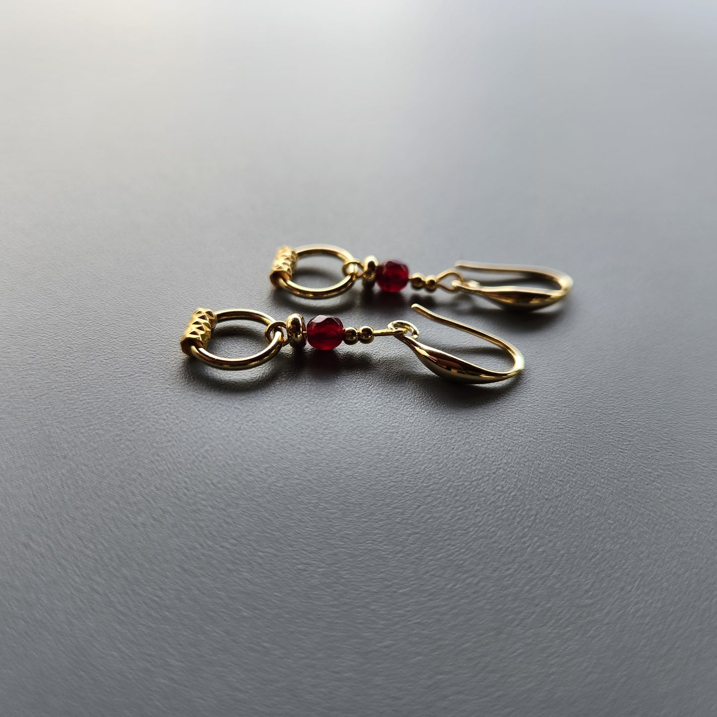 Bordeaux Jade Earrings with Gold-Plated Spacers
