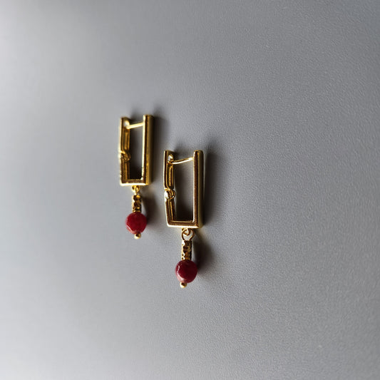 Bordeaux Jade Earrings with Gold-Plated Spacers