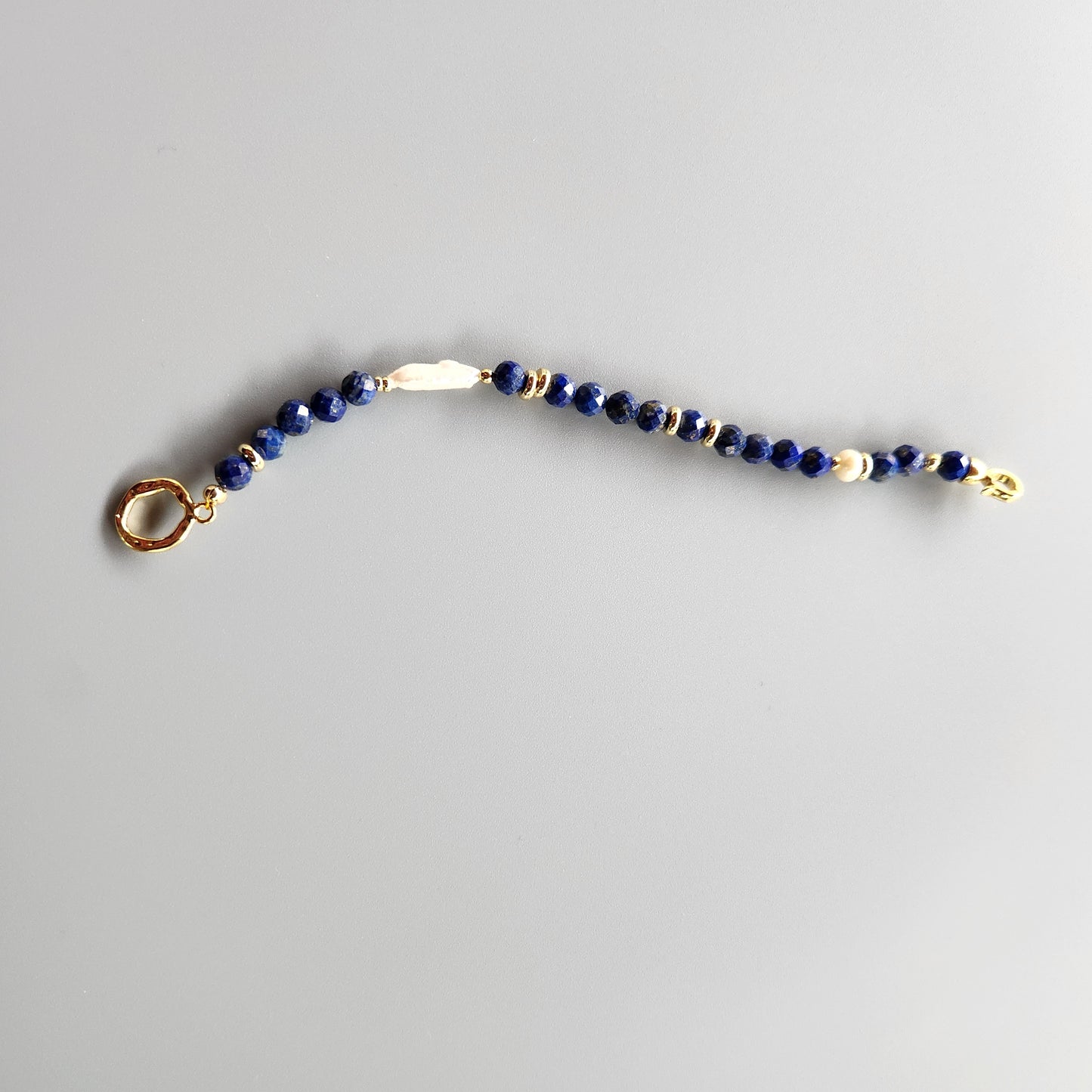 Lapis and Pearl Bracelet with Gold-Plated Spacers