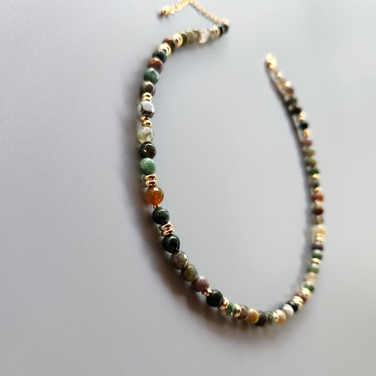 Gold-Plated Necklace with Indian Agate