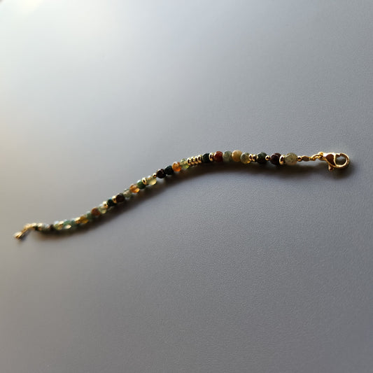 Gold-Plated Bracelet with 4mm Natural Indian Agate Stones