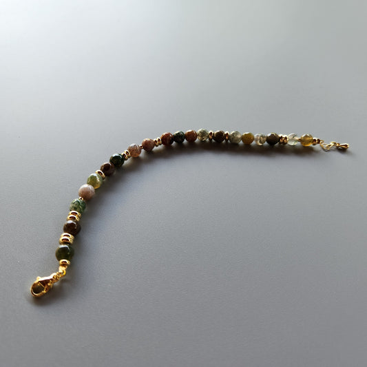 Gold-Plated Bracelet with 6mm Natural Indian Agate Stones