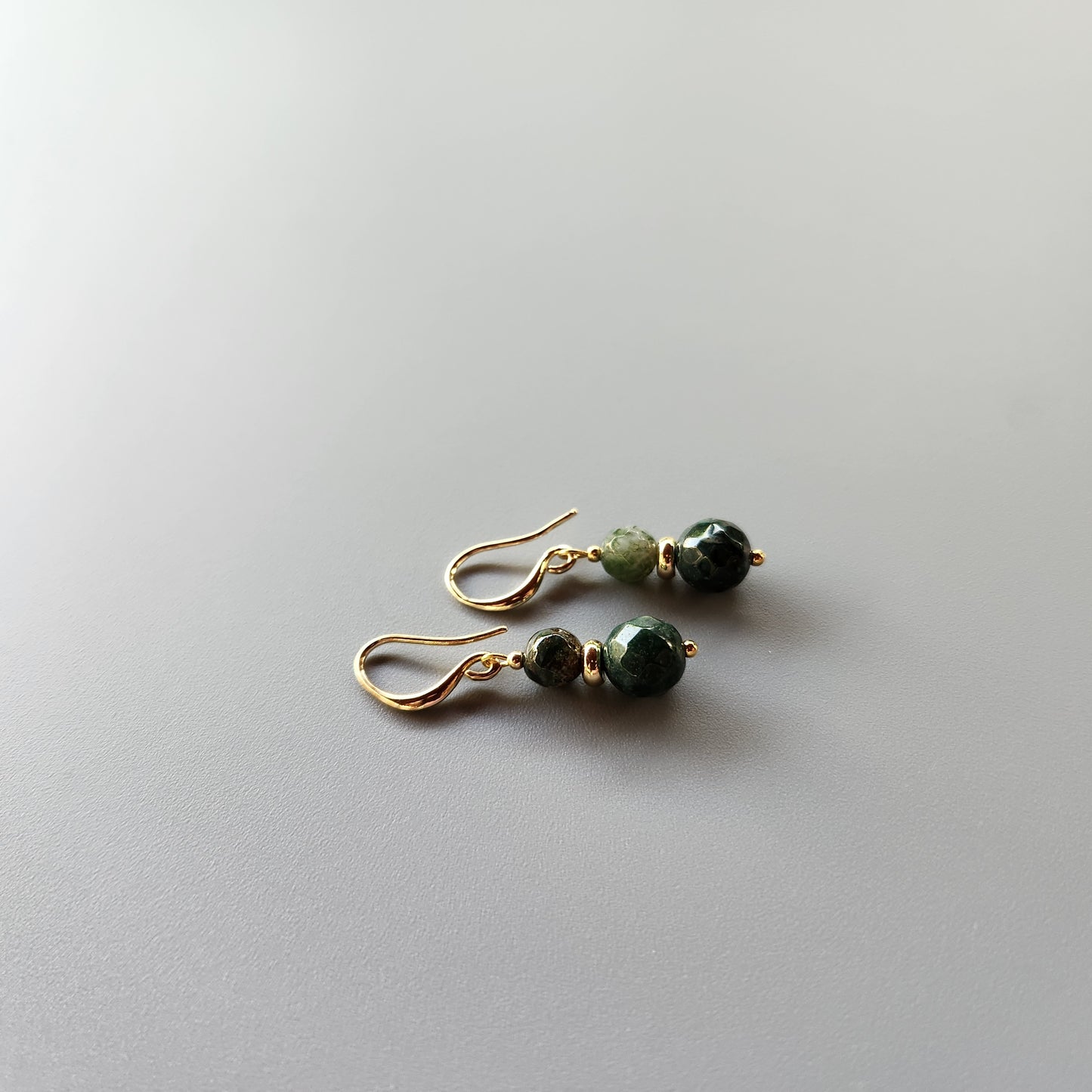 Gold-Plated Earrings with Natural Indian Agate