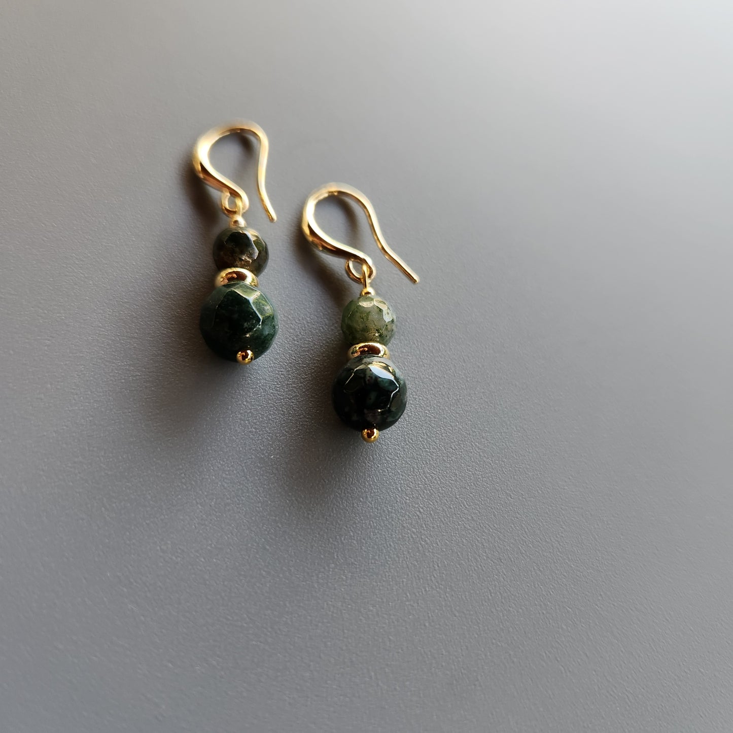 Gold-Plated Earrings with Natural Indian Agate