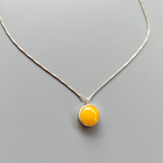 Silver Necklace with Yellow Jade