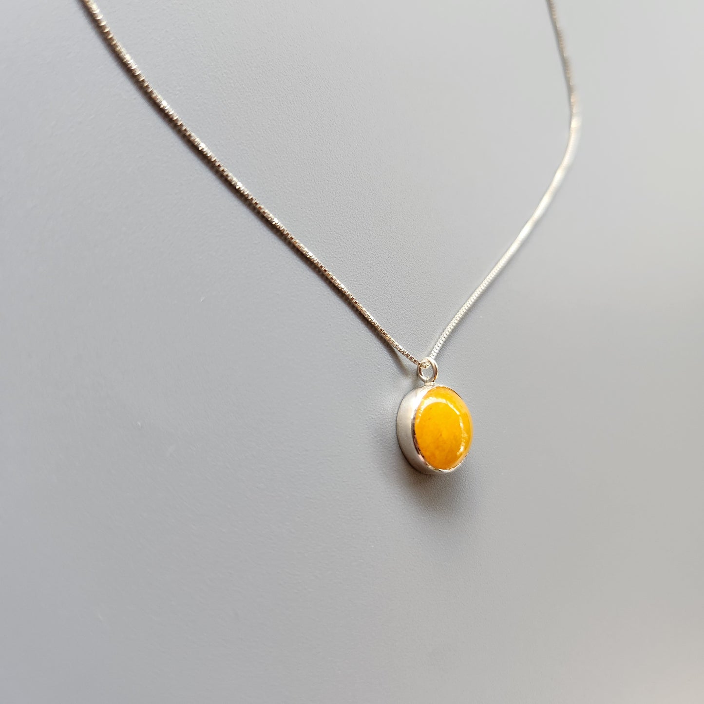 Silver Necklace with Yellow Jade