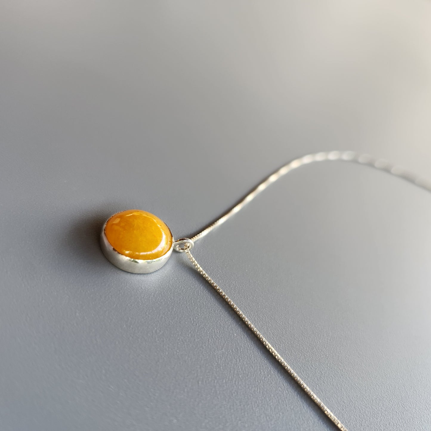 Silver Necklace with Yellow Jade