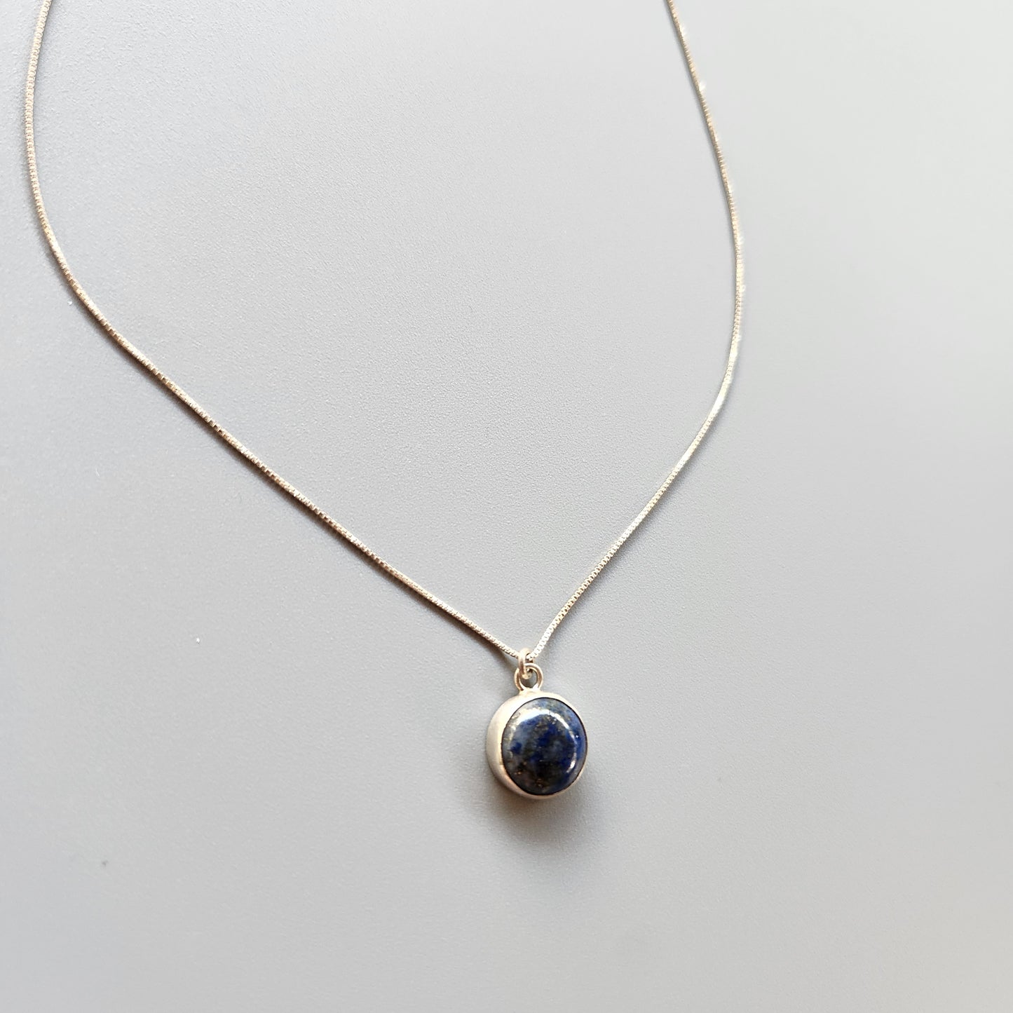 Silver Necklace with Navy Lapis