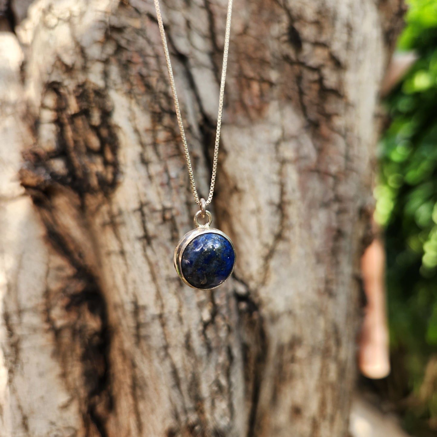 Silver Necklace with Navy Lapis