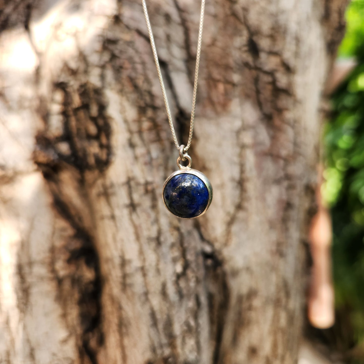 Silver Necklace with Navy Lapis