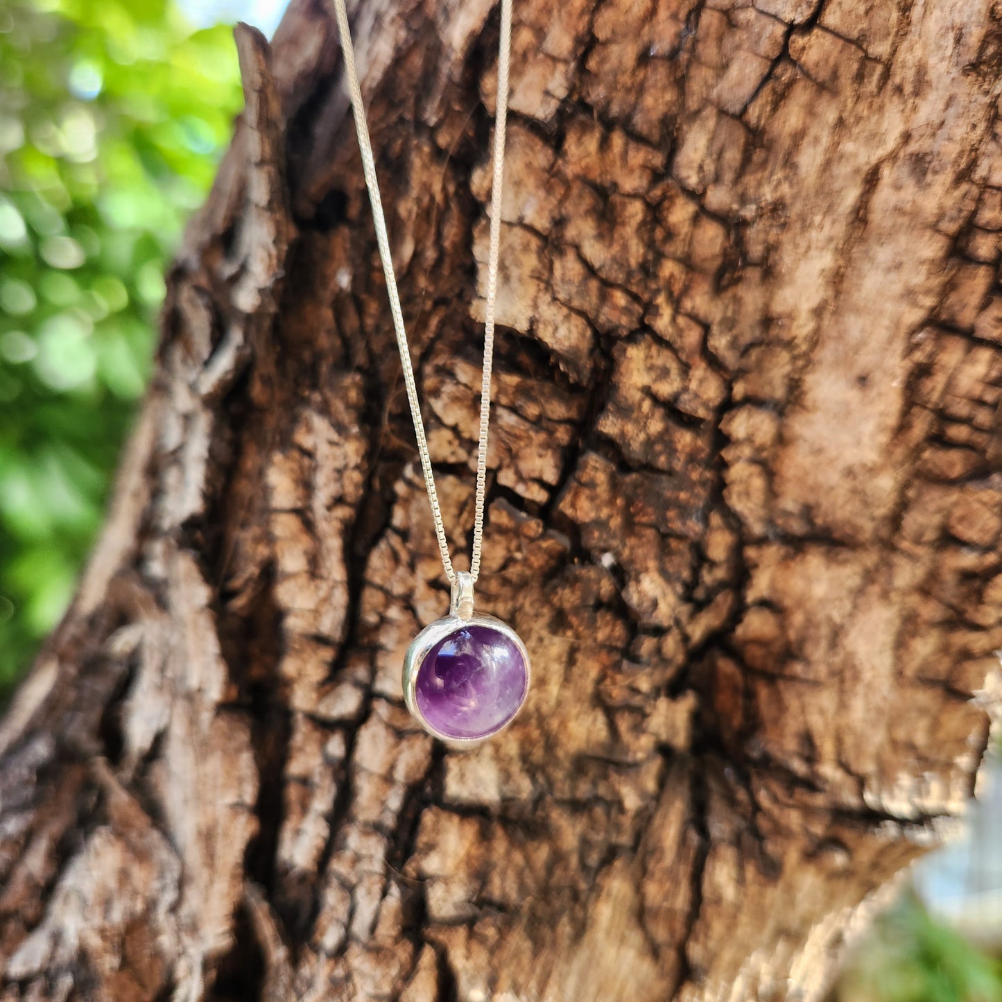 Silver Necklace with Lilac Amethyst