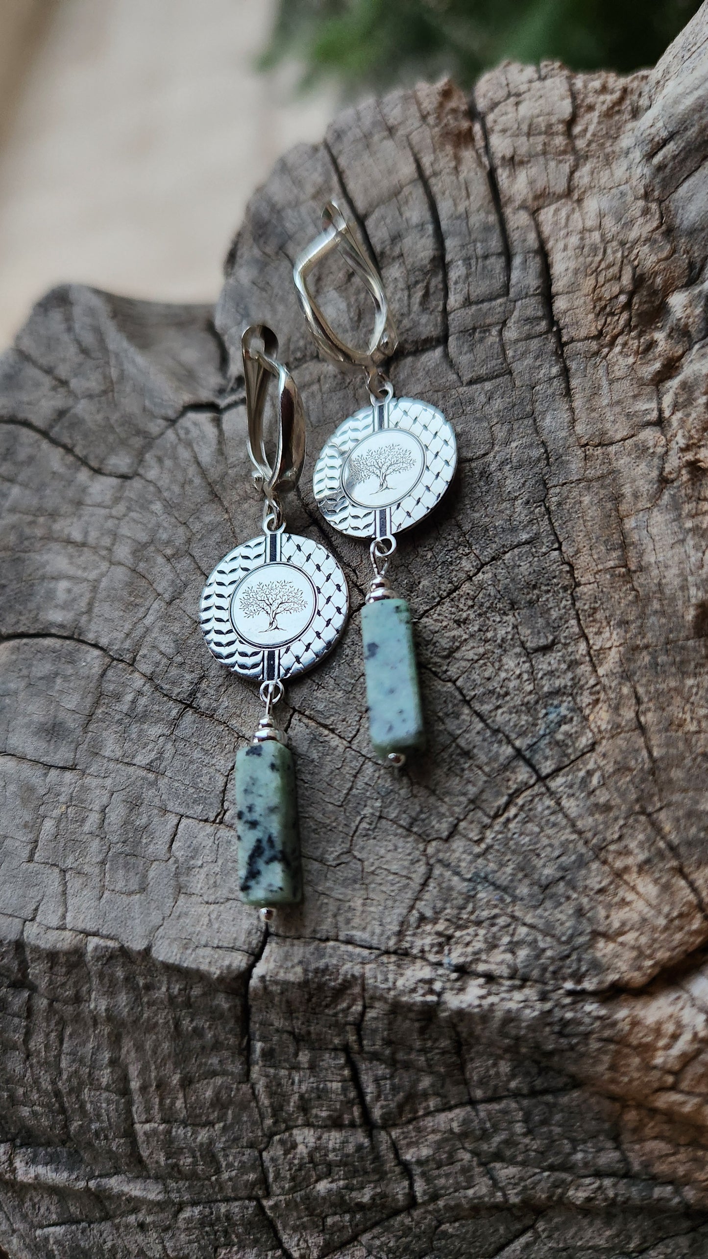 Juthur Earrings: 925 Silver & African Turquoise Stones