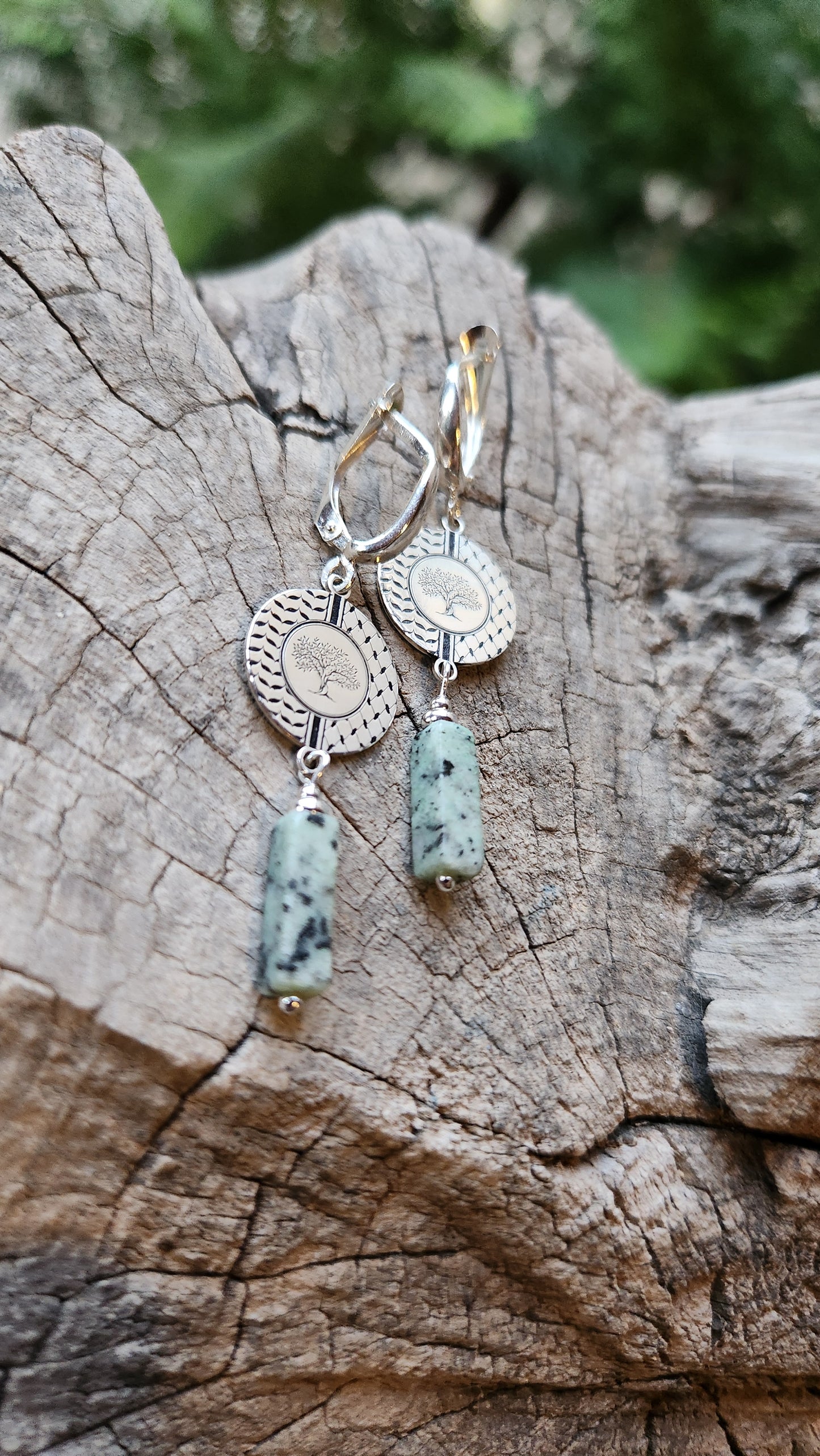 Juthur Earrings: 925 Silver & African Turquoise Stones