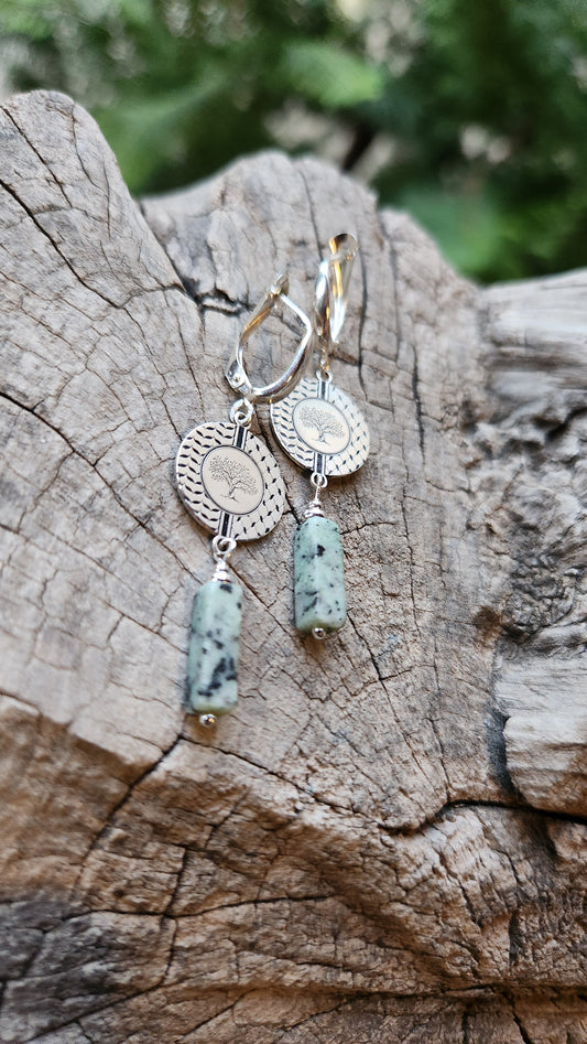 Juthur Earrings: 925 Silver & African Turquoise Stones