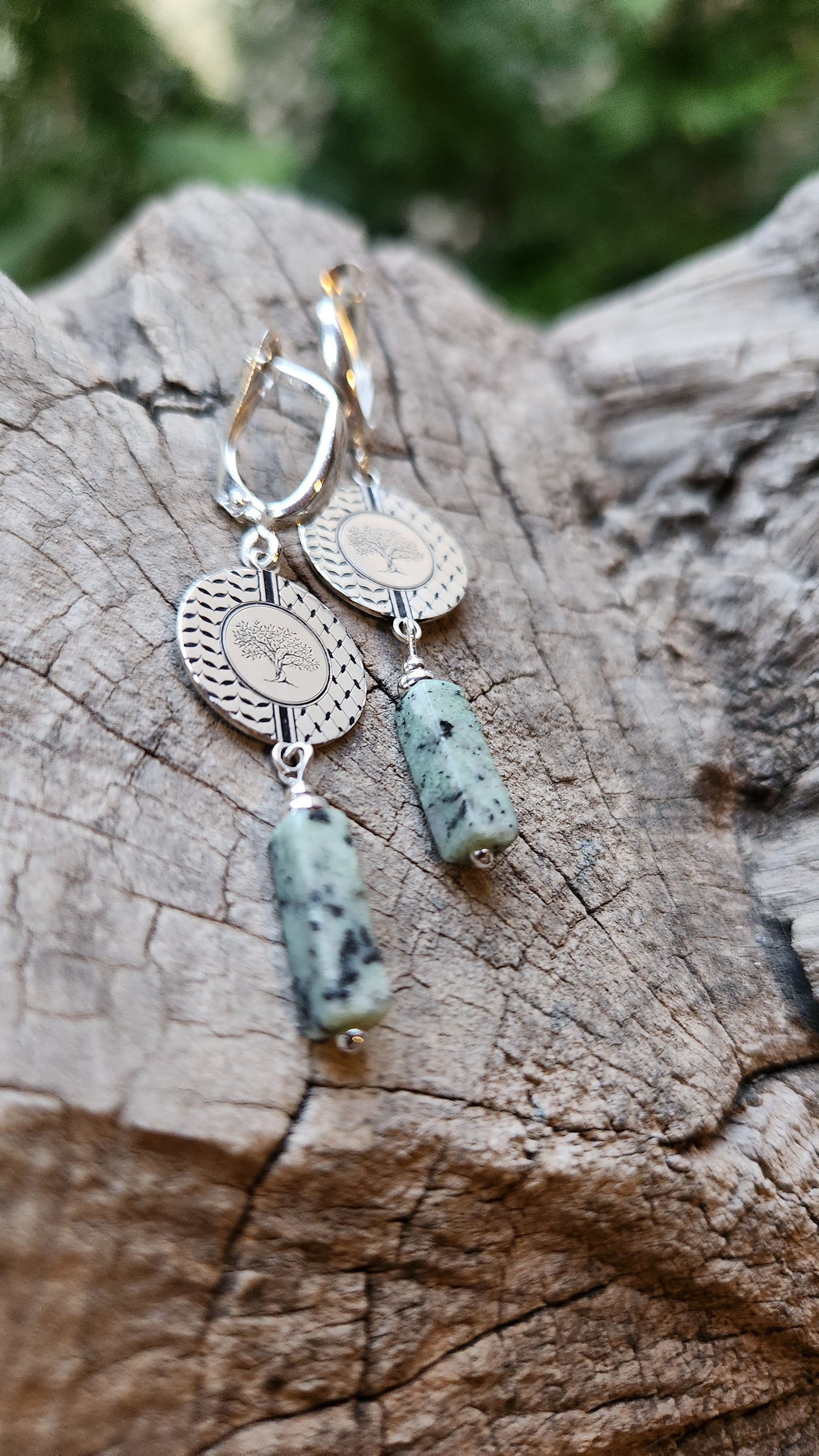 Juthur Earrings: 925 Silver & African Turquoise Stones