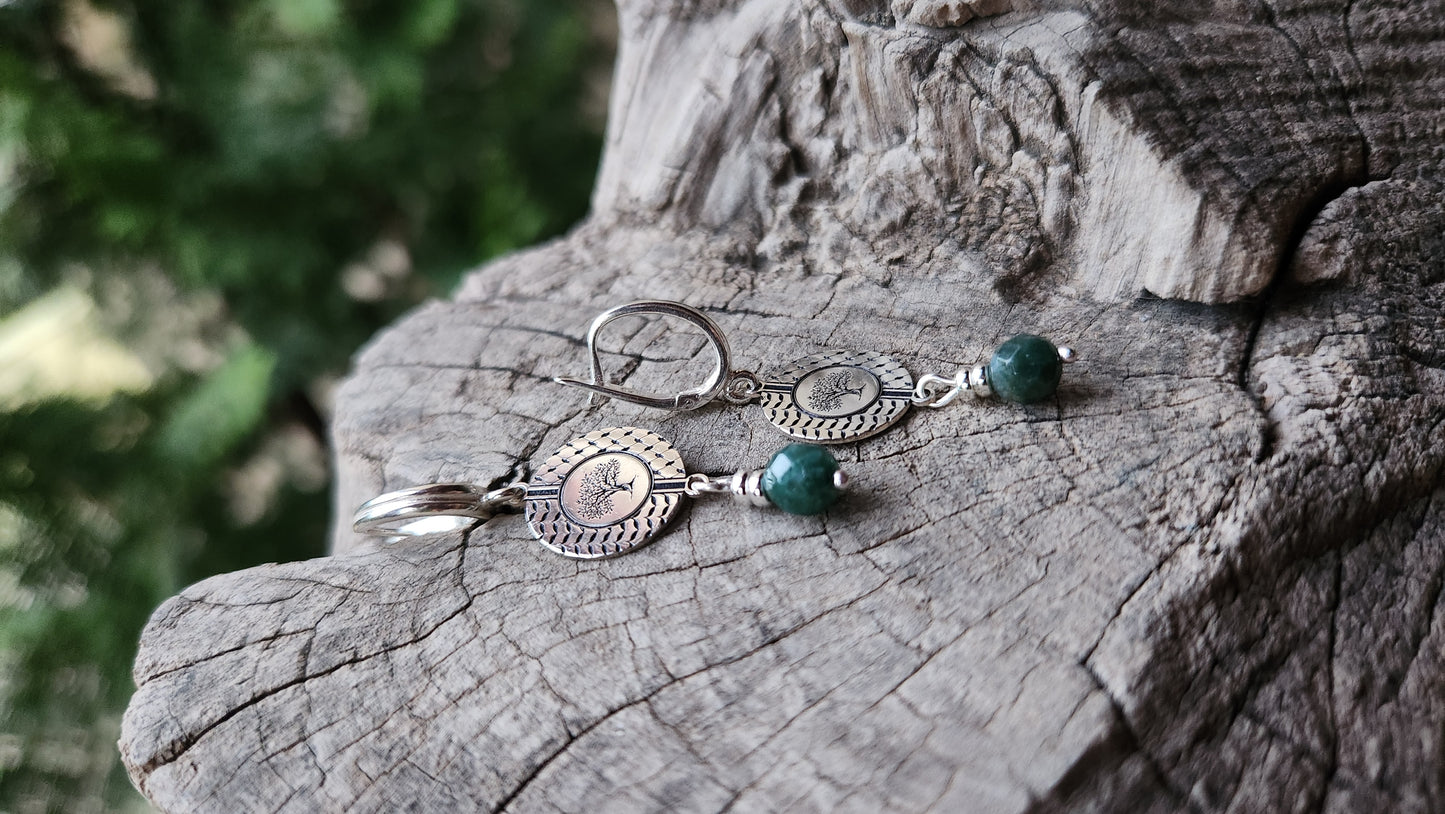 Juthur Earrings: 925 Silver & Indian Agate Stones