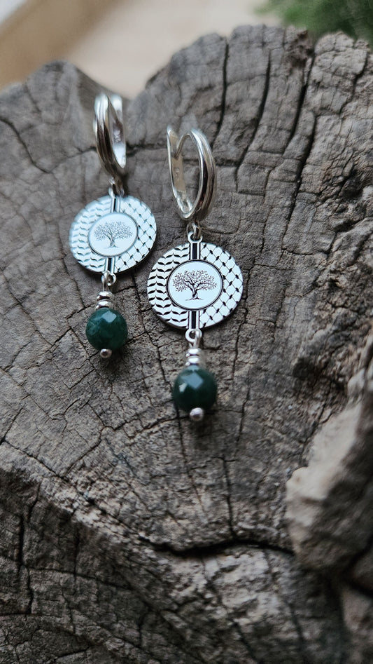 Juthur Earrings: 925 Silver & Indian Agate Stones