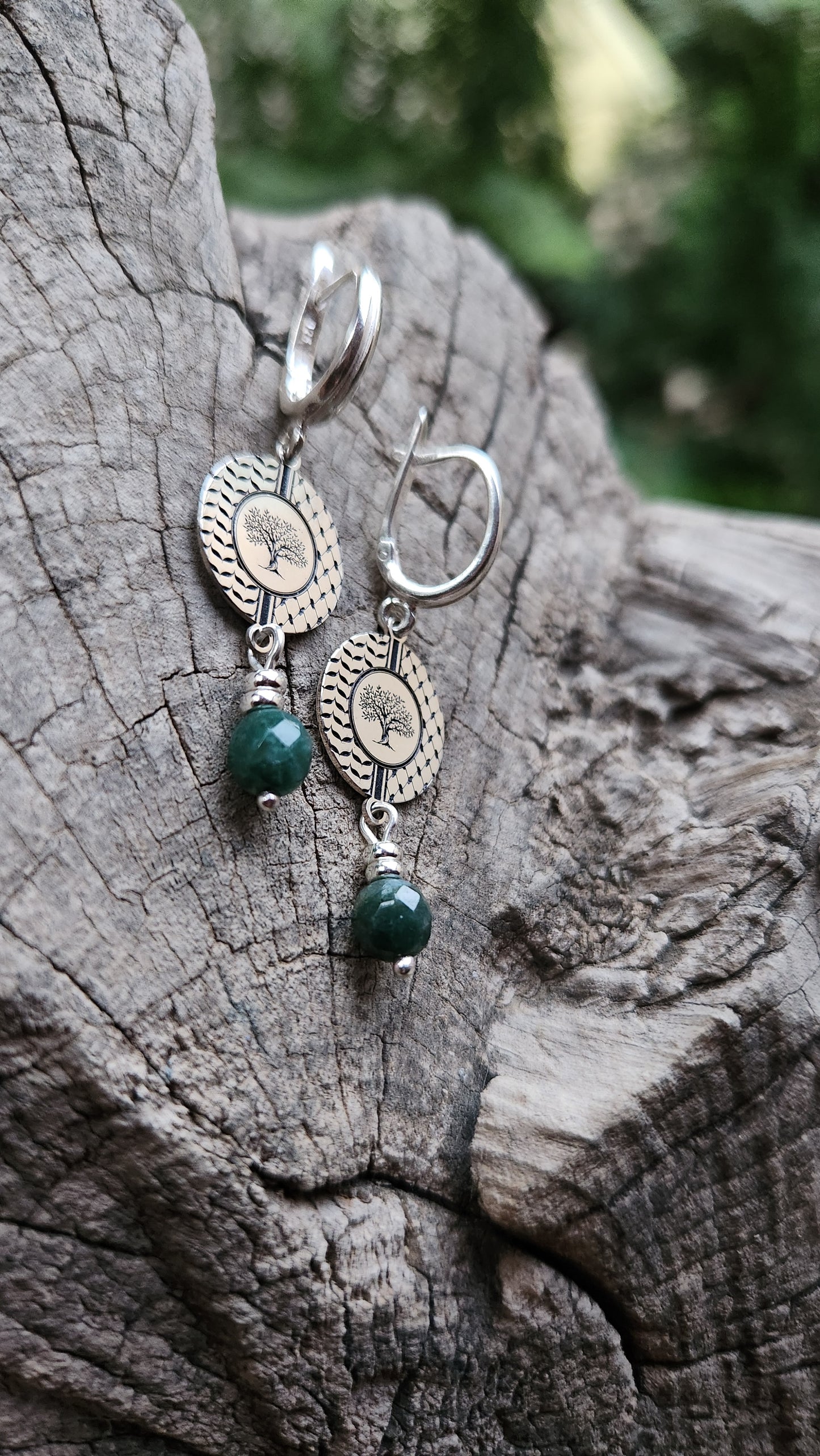 Juthur Earrings: 925 Silver & Indian Agate Stones