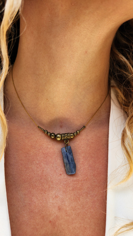 Vintage Bronze Necklace with Kyanite Stones