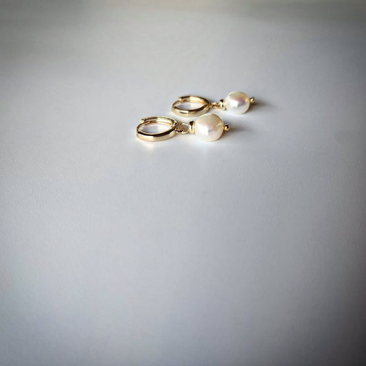Natural Pearl Earrings with 14K Gold Plating