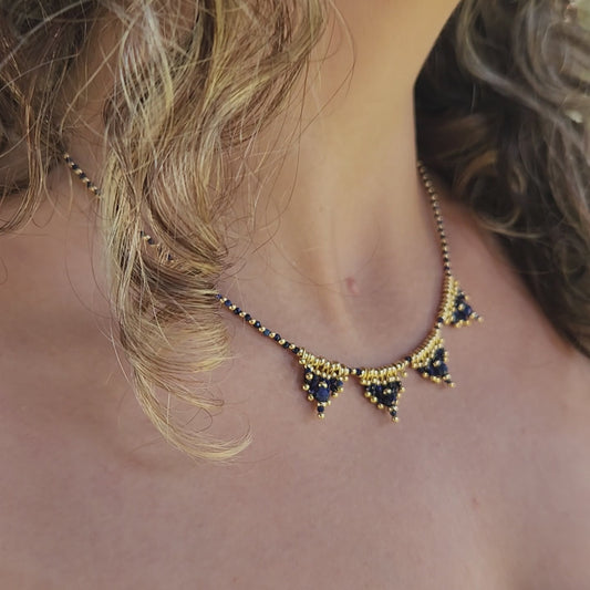 Royal Nasij Necklace: Deep Blue Lapis and Gold-Plated Spacers
